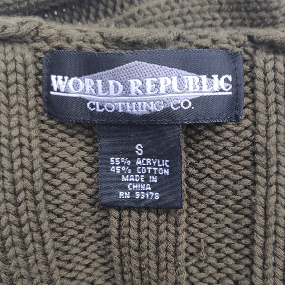 World Republic Clothing Co Army Green Sweater Cowl Neck Size Small Heavy Warm - Picture 4 of 5